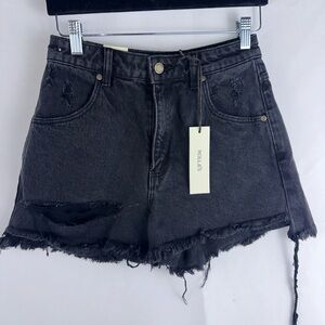 ROLLA'S Women's Charcoal Distressed Jean Shorts